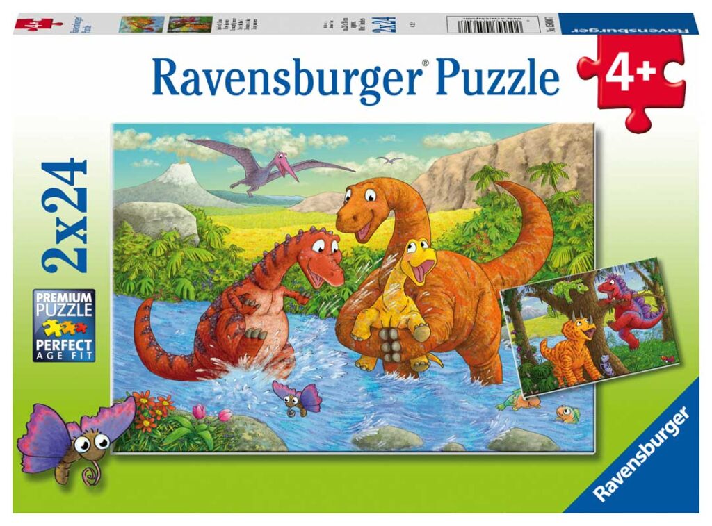 Ravensburger Børnepuslespil – Dinosaurielegetid 2×24 brikker