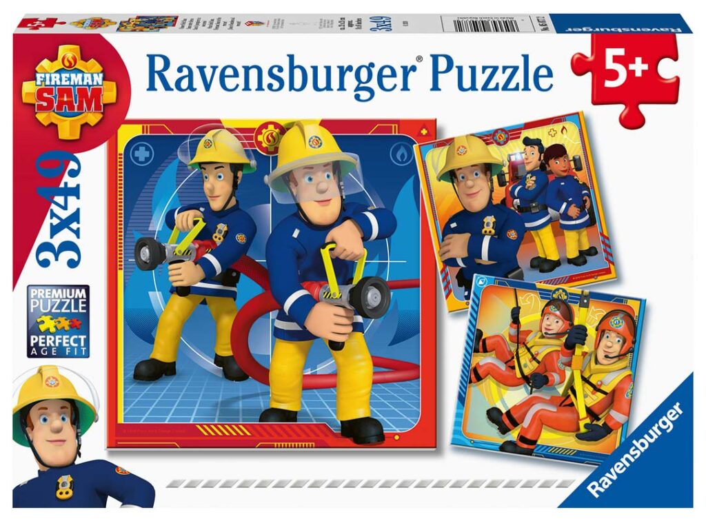 Ravensburger Børnepuslespil – Brandmand Sam til undsætning 3×49 brikker