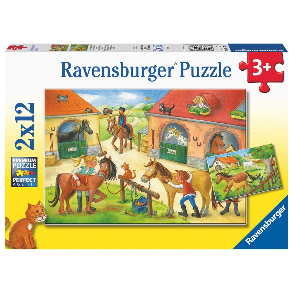 Ravensburger Børnepuslespil – Glade dage i stalden 2×12 brikker