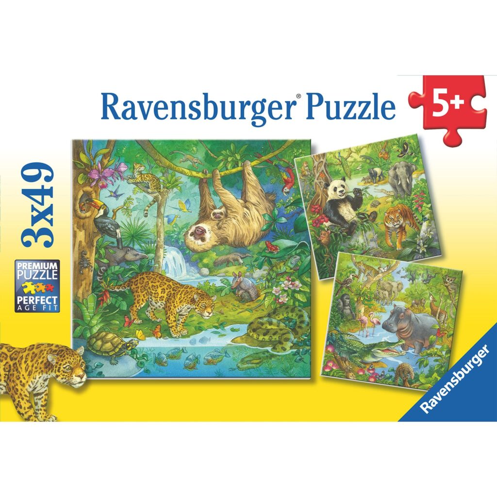 Ravensburger Børnepuslespil – I junglen 3×49 brikker
