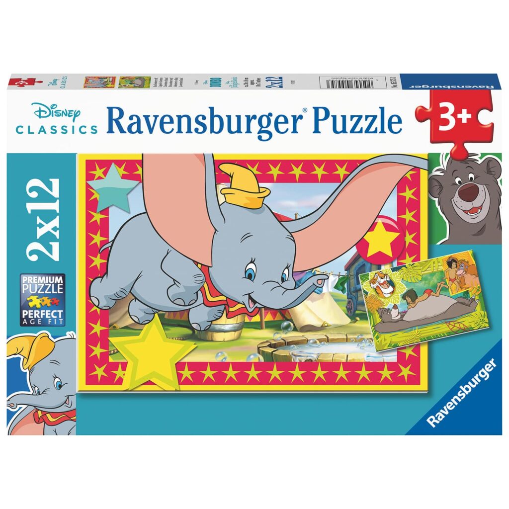Ravensburger Børnepuslespil – Disney Dyr 2×12 Brikker