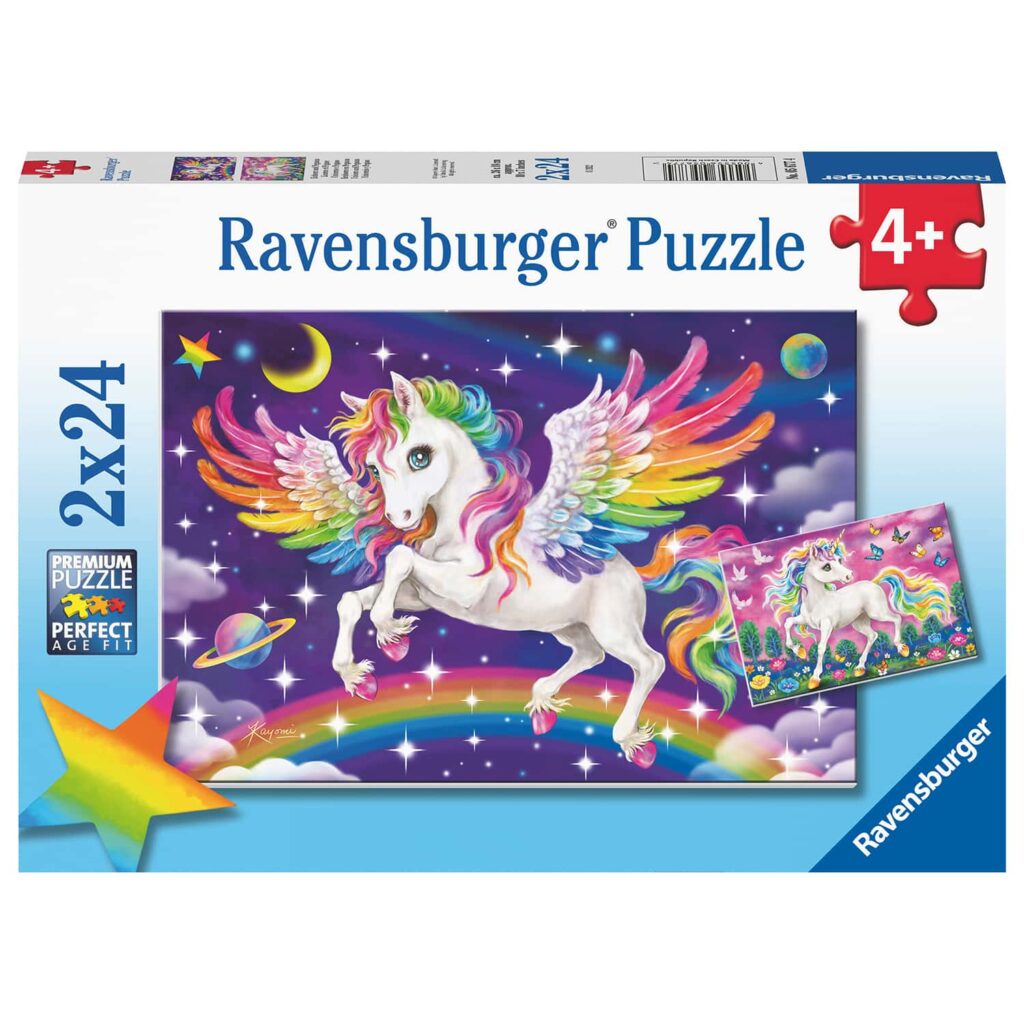 Ravensburger Børnepuslespil – Enhjørning & Pegasus 2×24 brikker