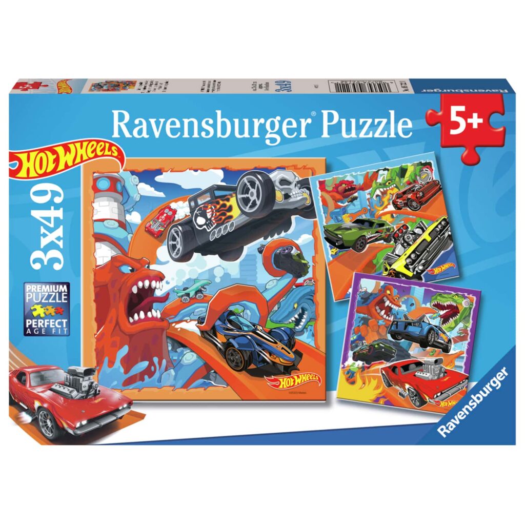 Ravensburger Børnepuslespil – Hot Wheels Biler 3×49 Brikker