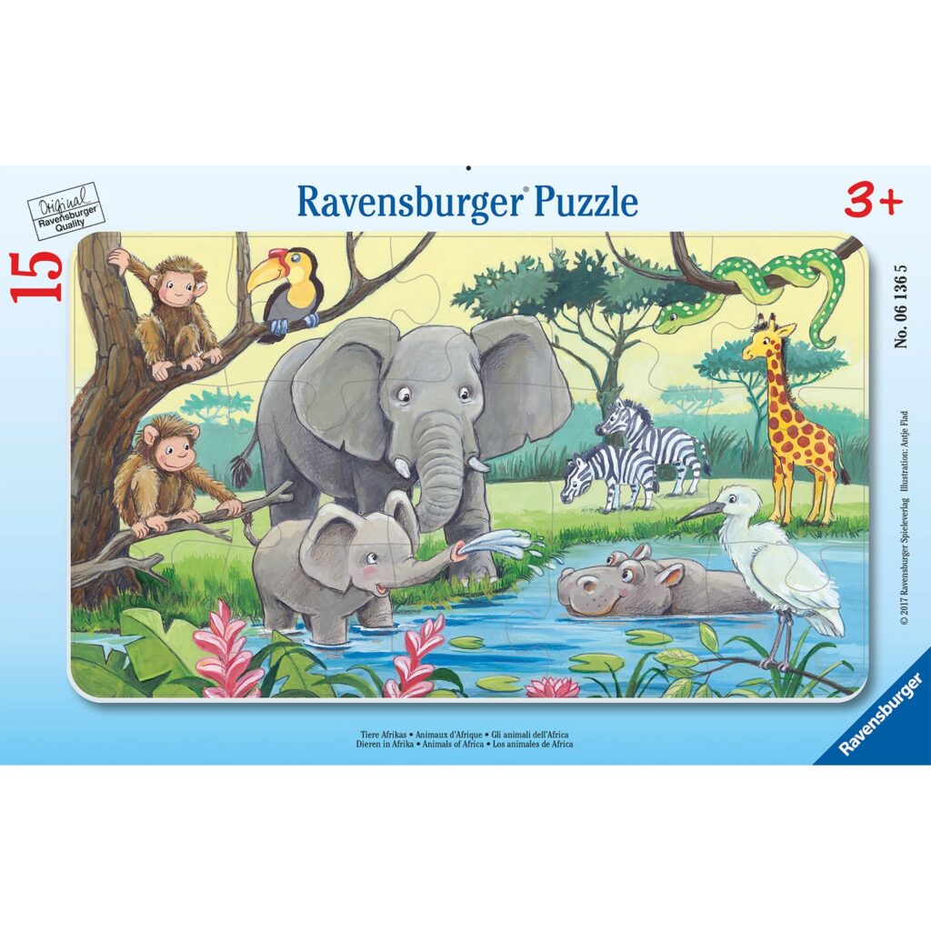 Ravensburger Børnepuslespil – Afrikanske Dyr 15 Brikker