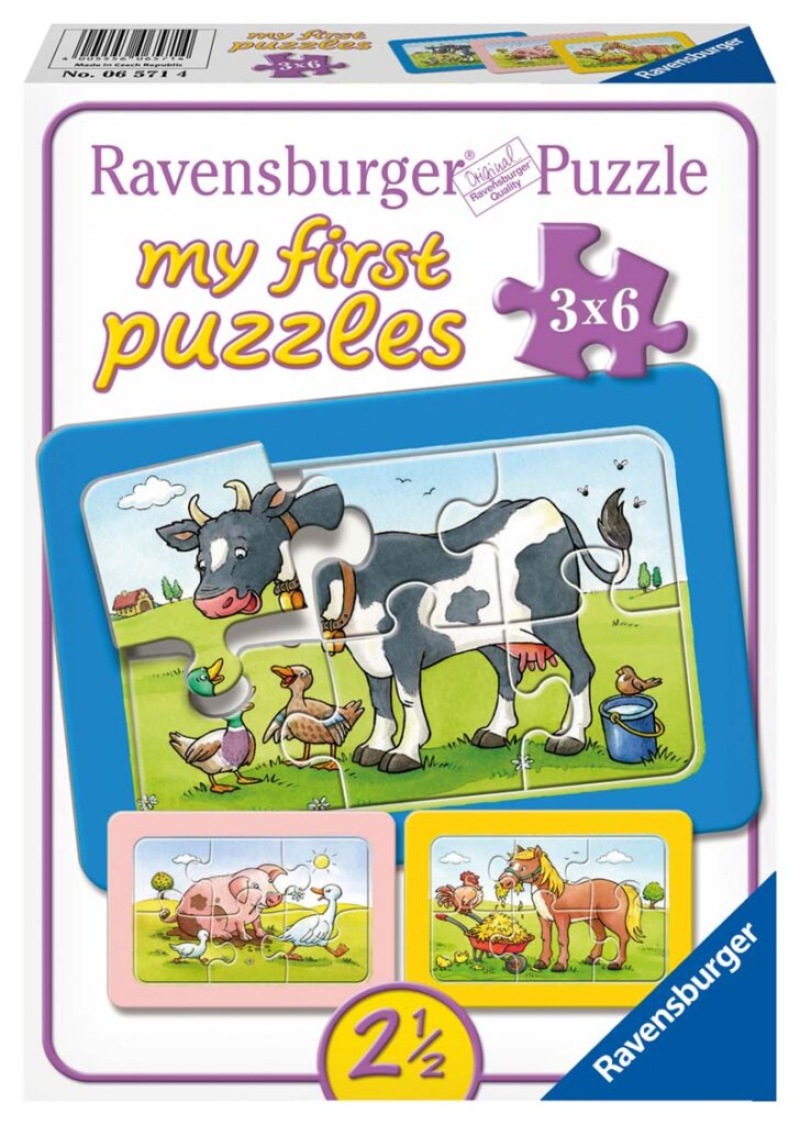 Ravensburger – Mit første Puslespil: Dyrevenner 3×6 Brikker i træ