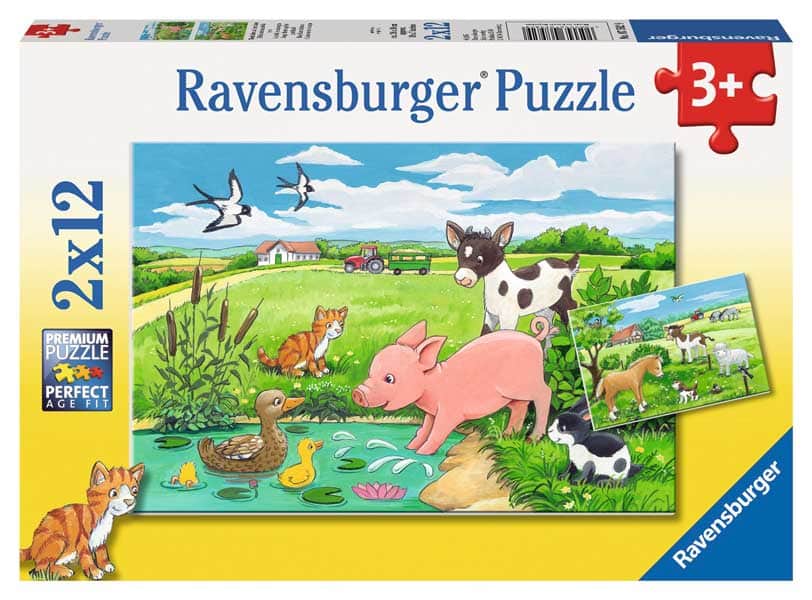 Ravensburger Børnepuslespil – Gårdsdyr 2×12 Brikker