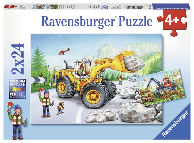 Ravensburger Børnepuslespil – Gravemaskiner på arbejde 2×24 brikker