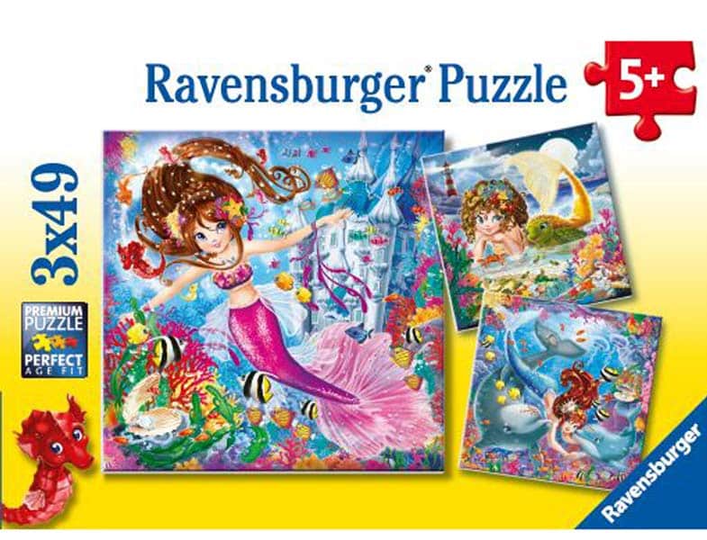 Ravensburger Børnepuslespil – Charmerende Havfruer 3×49 brikker