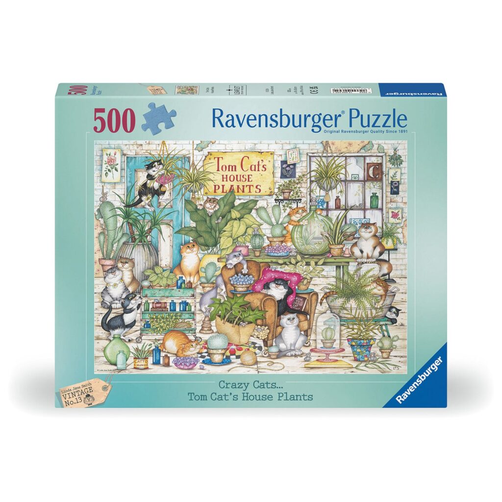 Ravensburger Puslespil – Crazy Cats: Plantebutik 500 brikker