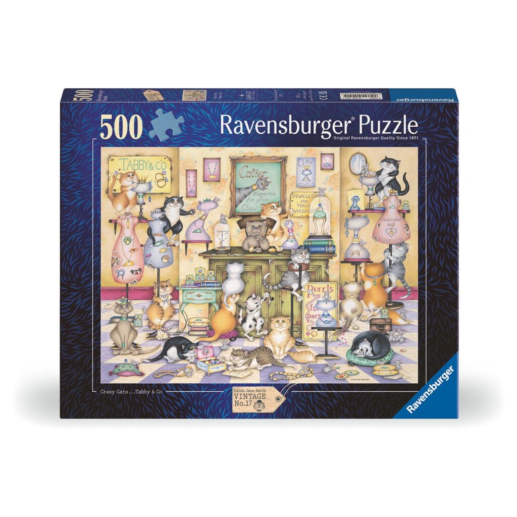 Ravensburger Puslespil – Crazy Cats: Taby & Co. 500 brikker