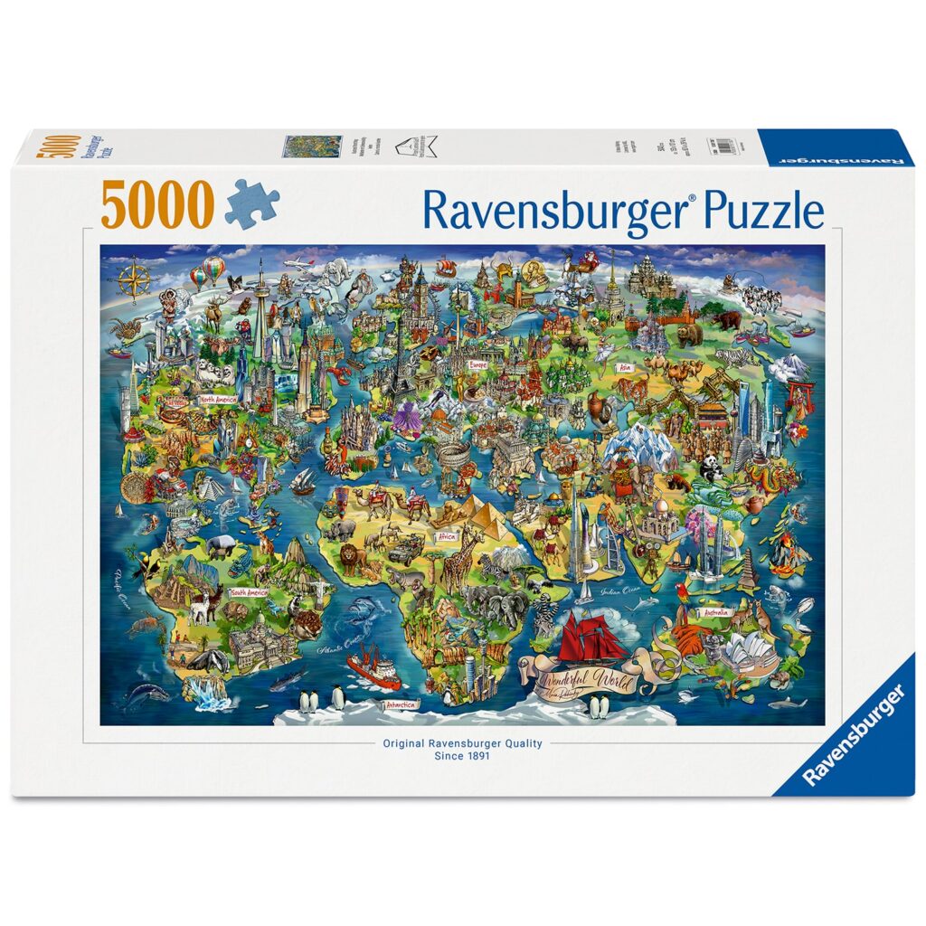 Ravensburger Puslespil – Illustreret verdenskort 5000 brikker
