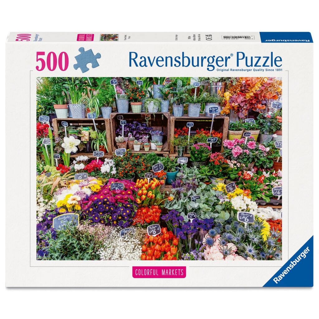 Ravensburger Puslespil – Blomster marked i Frankrig 500 brikker