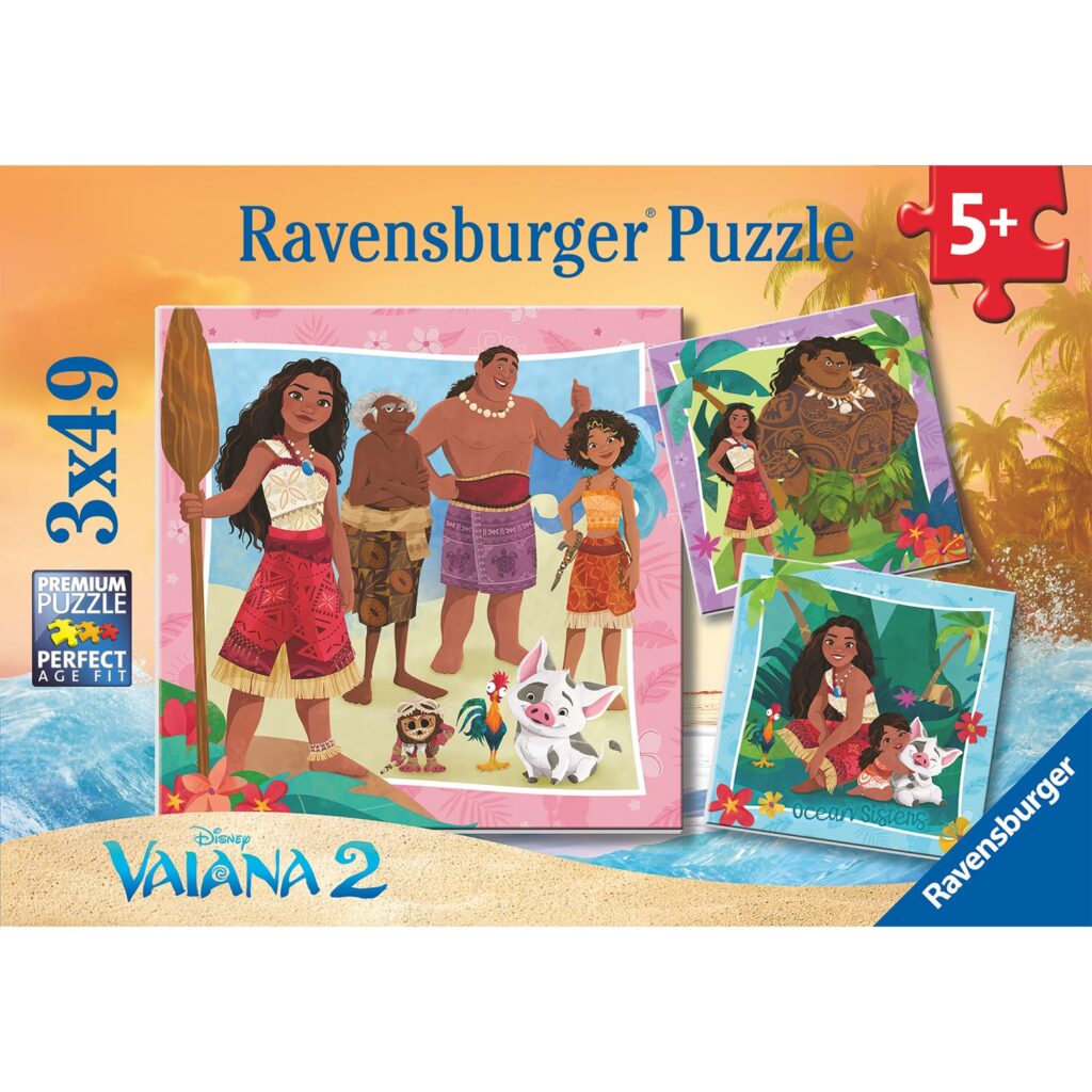 Ravensburger Børnepuslespil – Disney Vaiana 2, 3×49 brikker