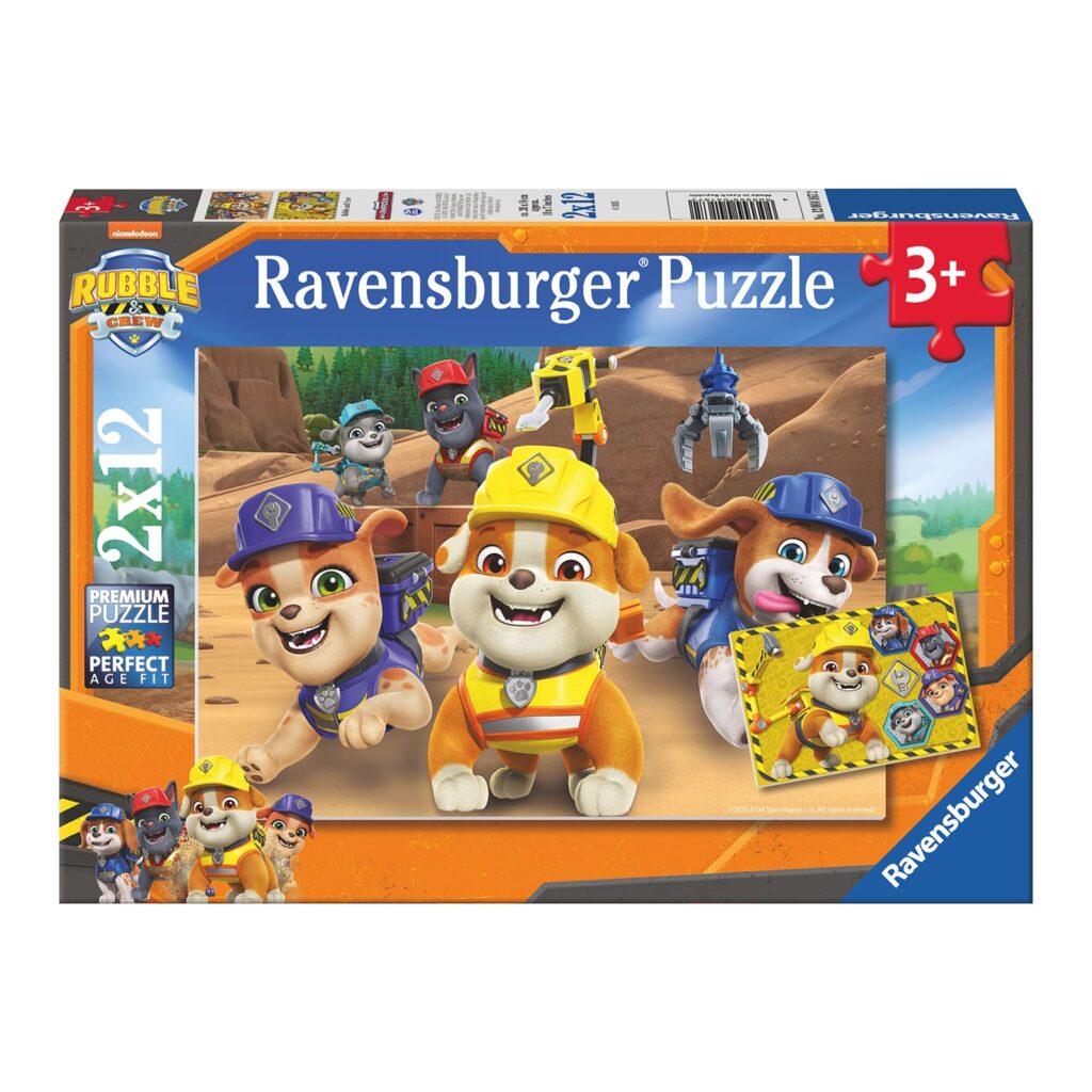 Ravensburger Børnepuslespil – Rubble & Gänget: Fuld fart! 2x12 brikker