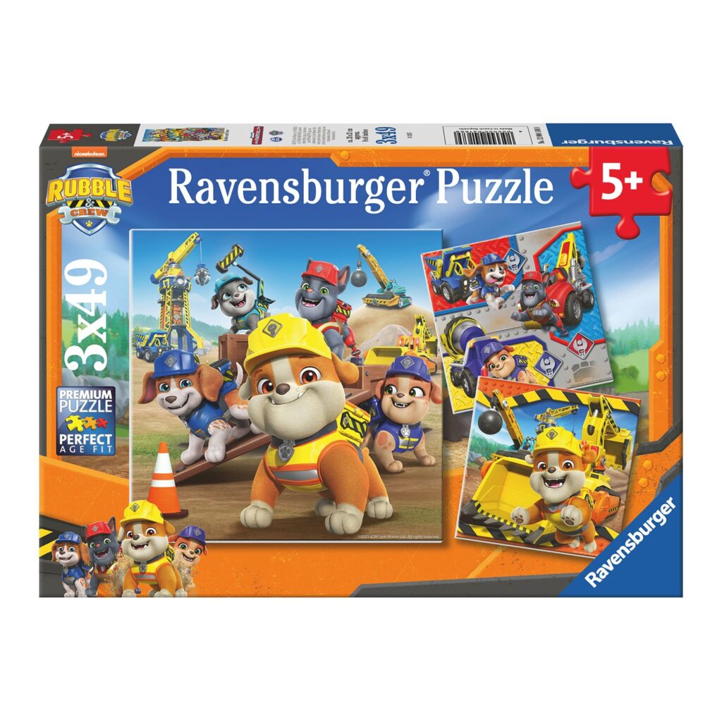 Ravensburger Børnepuslespil – Rubble & Gänget: Arbejdskøretøjer 3×49 brikker