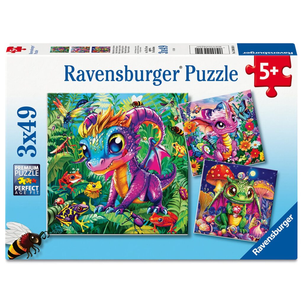 Ravensburger Børnepuslespil – Babyhave-drager 3×49 brikker