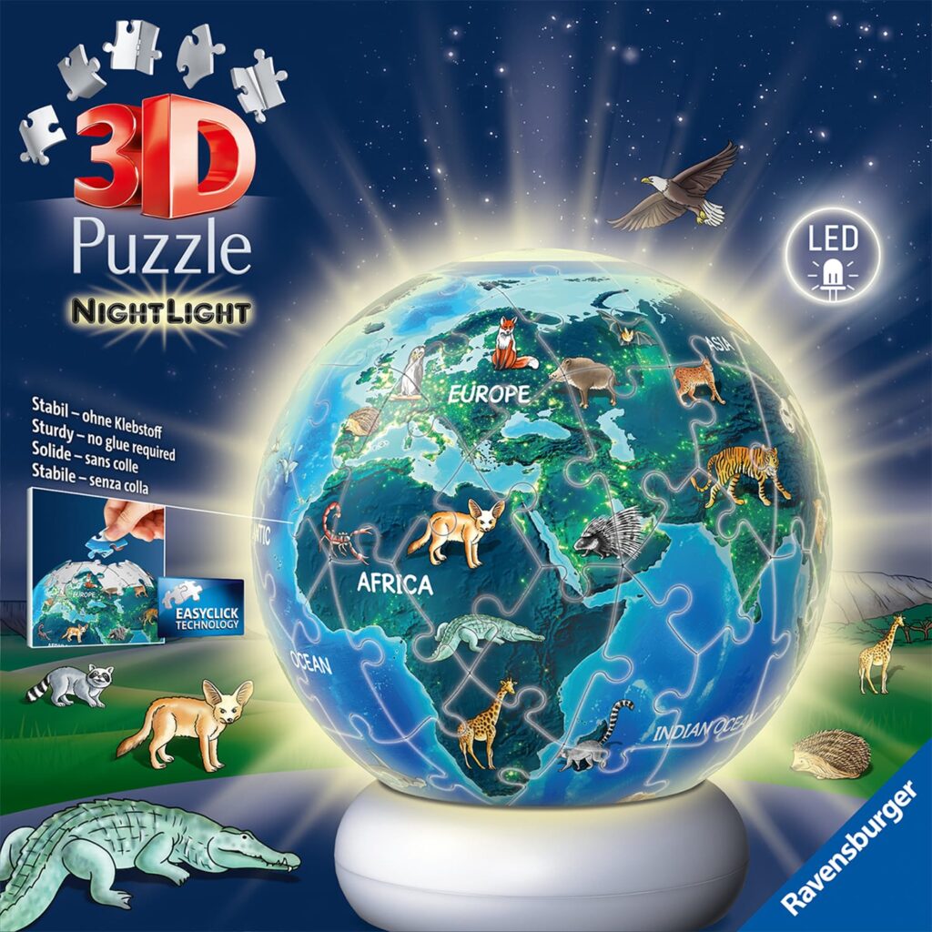 Ravensburger 3D Puslespil – Jorden om Natten Bold Natlampe 72 brikker