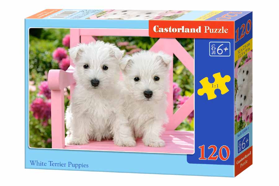 Castorland Puslespil – White Terrier Hvalpe 120 Brikker