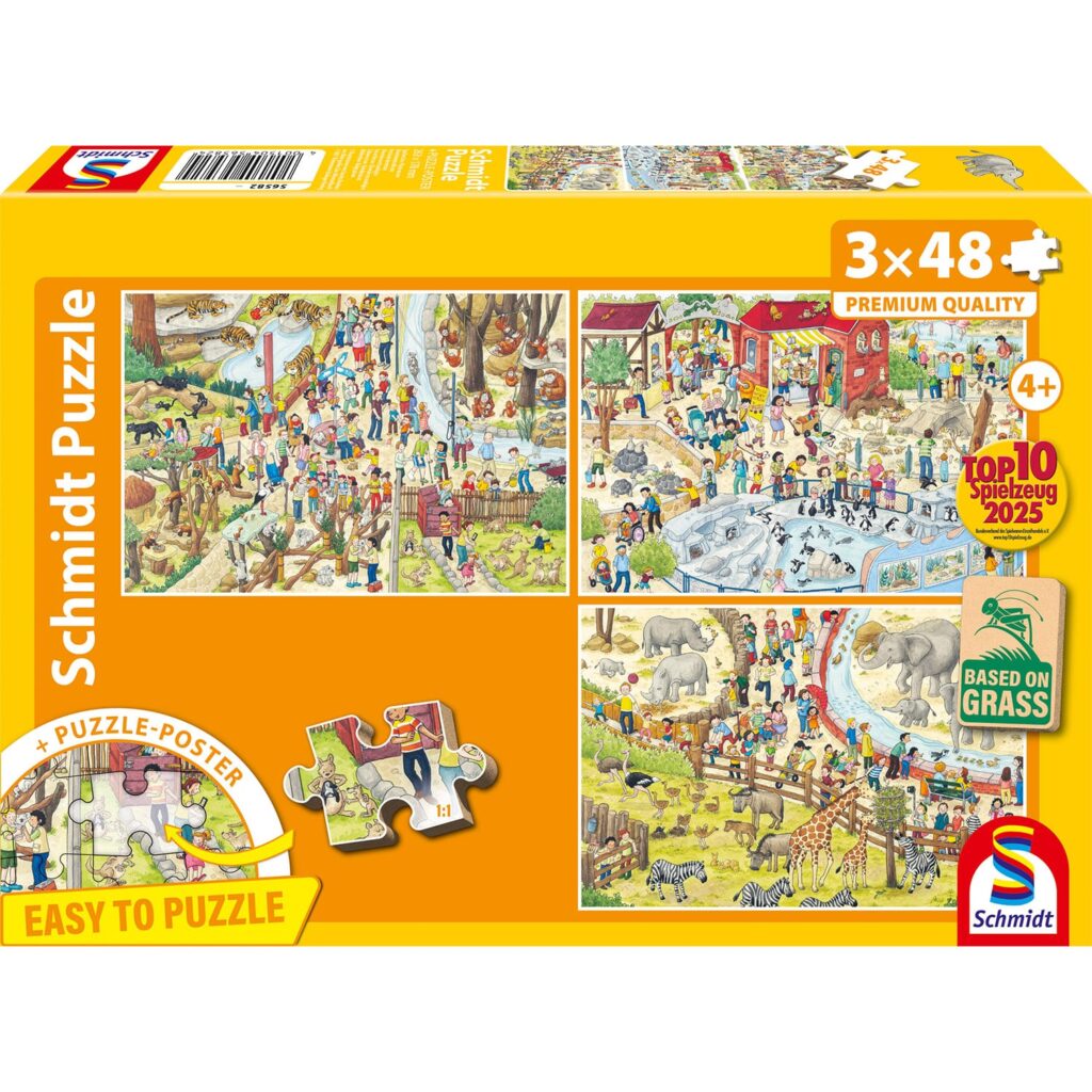 Schmidt Børnepuslespil – Sjov i Zoo 3×48 brikker