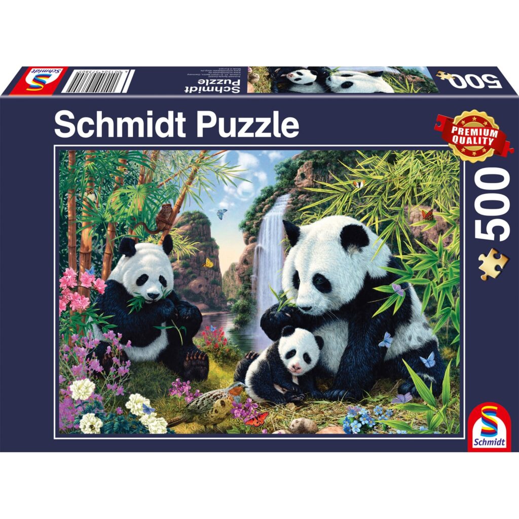 Schmidt Puslespil – Pandafamilie ved vandfaldet 500 brikker