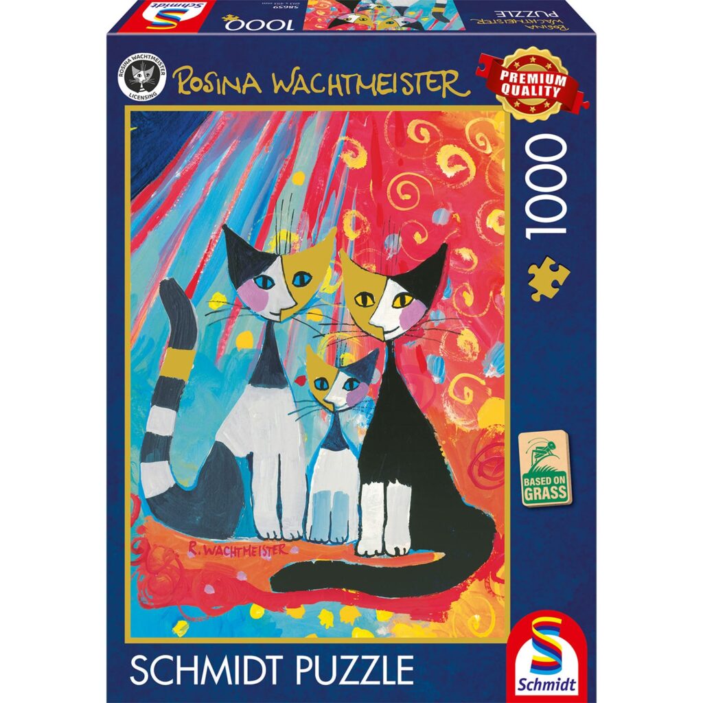 Schmidt Puslespil – Rosina Wachtmeister: Glad Kattefamilie 1000 brikker