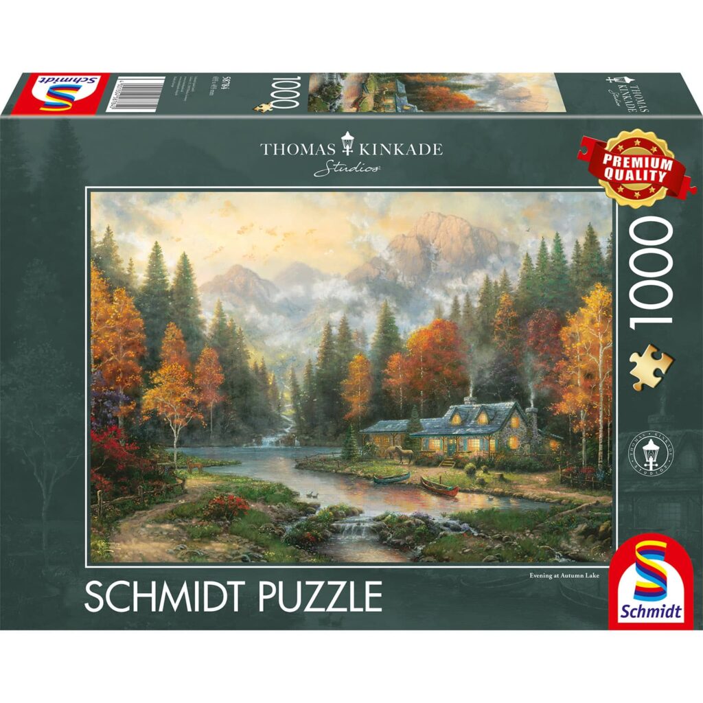 Schmidt Puslespil – Thomas Kinkade: Aften ved Efterårssø 1000 brikker