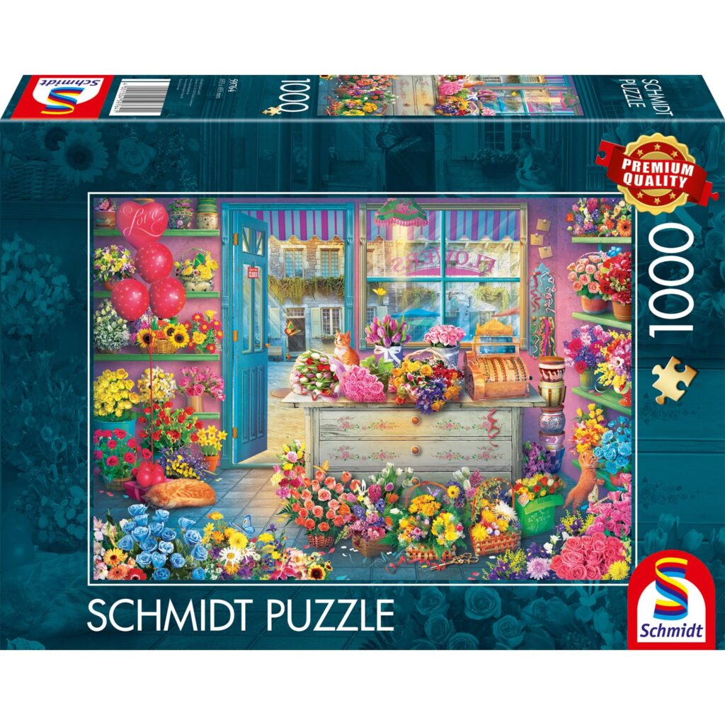 Schmidt Puslespil – Farverig Blomsterbutik 1000 brikker