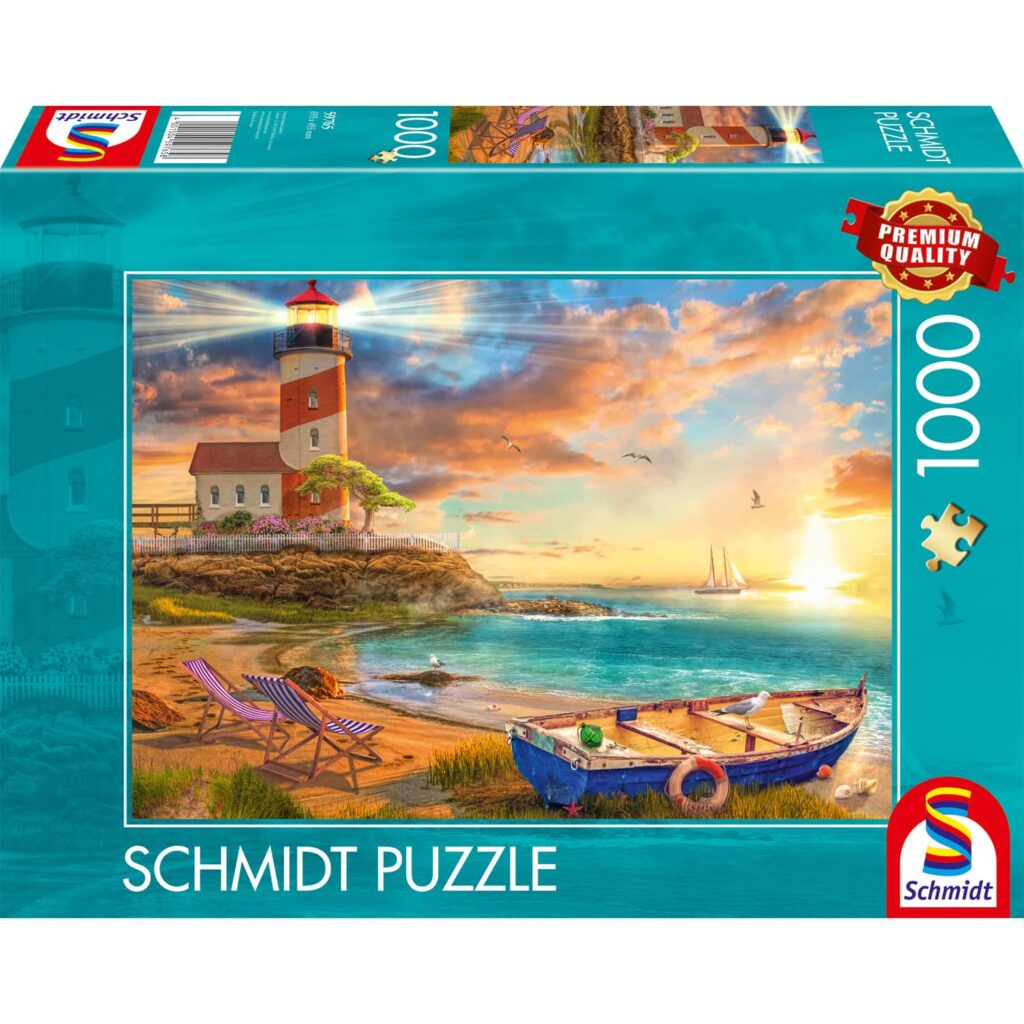 Schmidt Puslespil – Solnedgang over fyrbugten 1000 brikker
