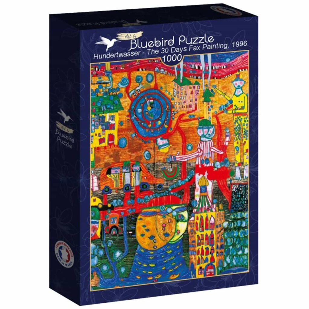 Bluebird Puslespil – Hundertwasser: 30 dages faxmaleri 1996, 1000 Brikker