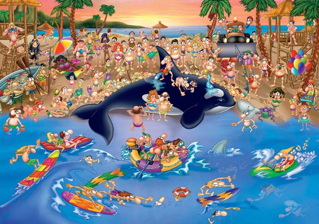 Dtoys Puslespil – Cartoon Collection: Kaos på stranden 1000 brikker