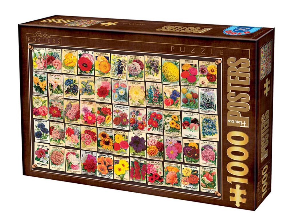 DToys Puslespil – Vintage Collage: Blomster 1000 brikker