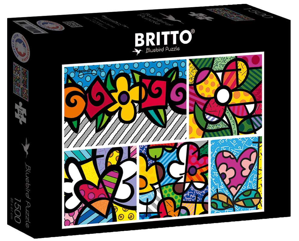 Bluebird Puslespil – R.Britto: Blomst & Hjertekollage 1500 brikker