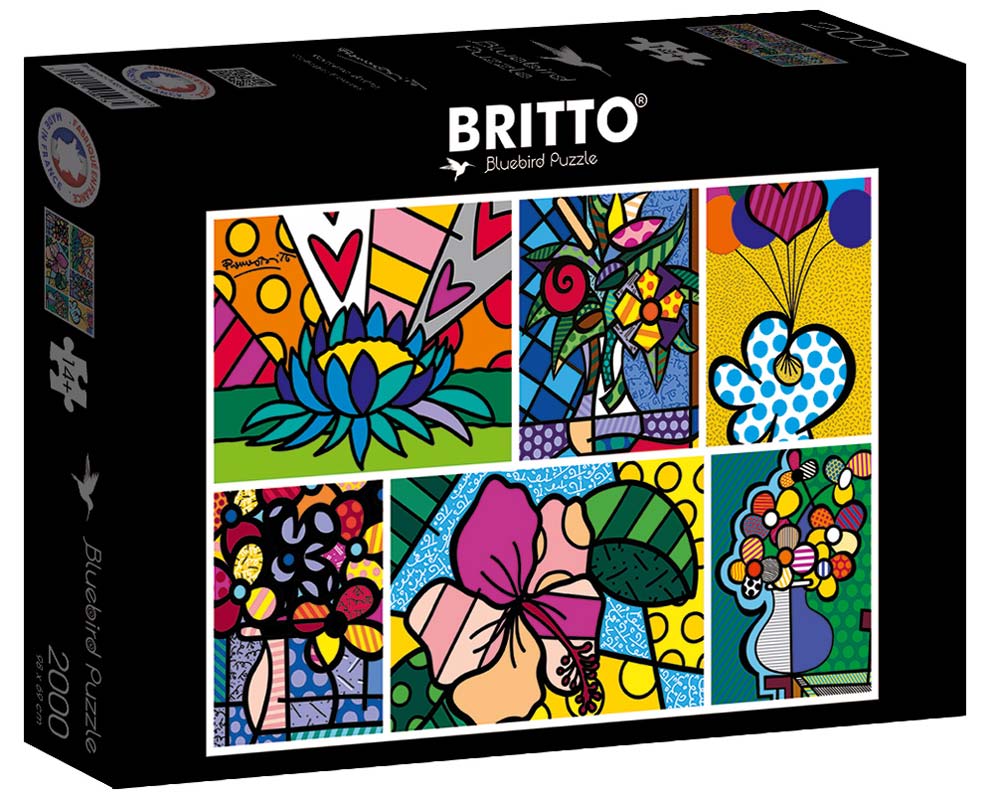 Bluebird Puslespil – R.Britto: Blomsterkollage 2000 brikker