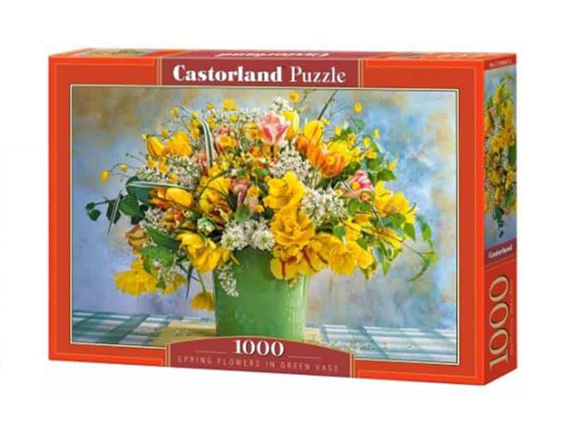 Castorland Puslespil – Forårsblomster i grøn vase 1000 Brikker