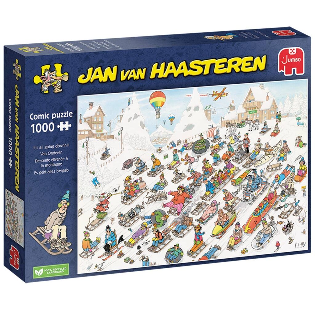 Jan Van Haasteren Puslespil – Nu går det kun ned ad bakke 1000 brikker