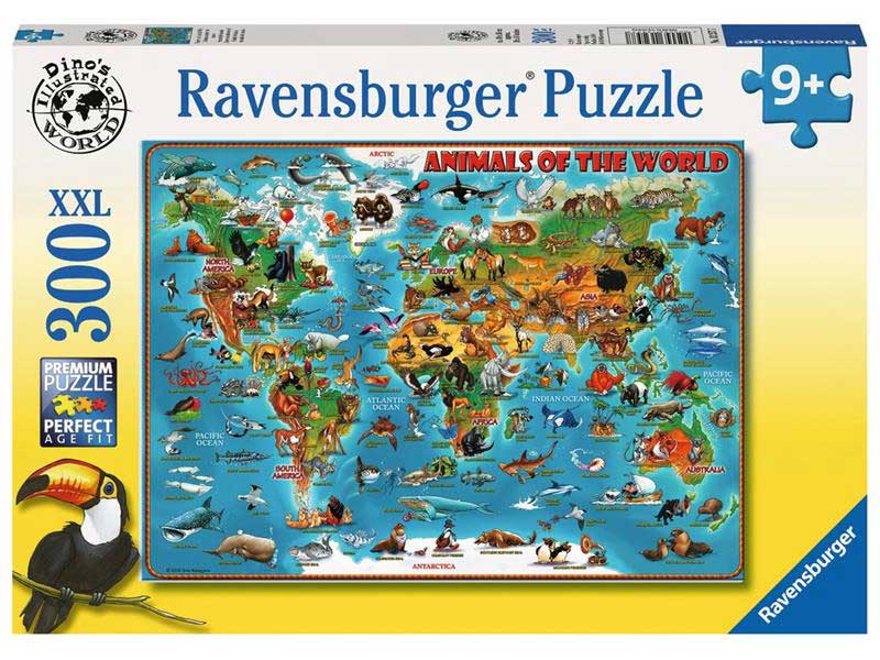 Ravensburger Puslespil – Dyrenes verdenskort 300 brikker XXL