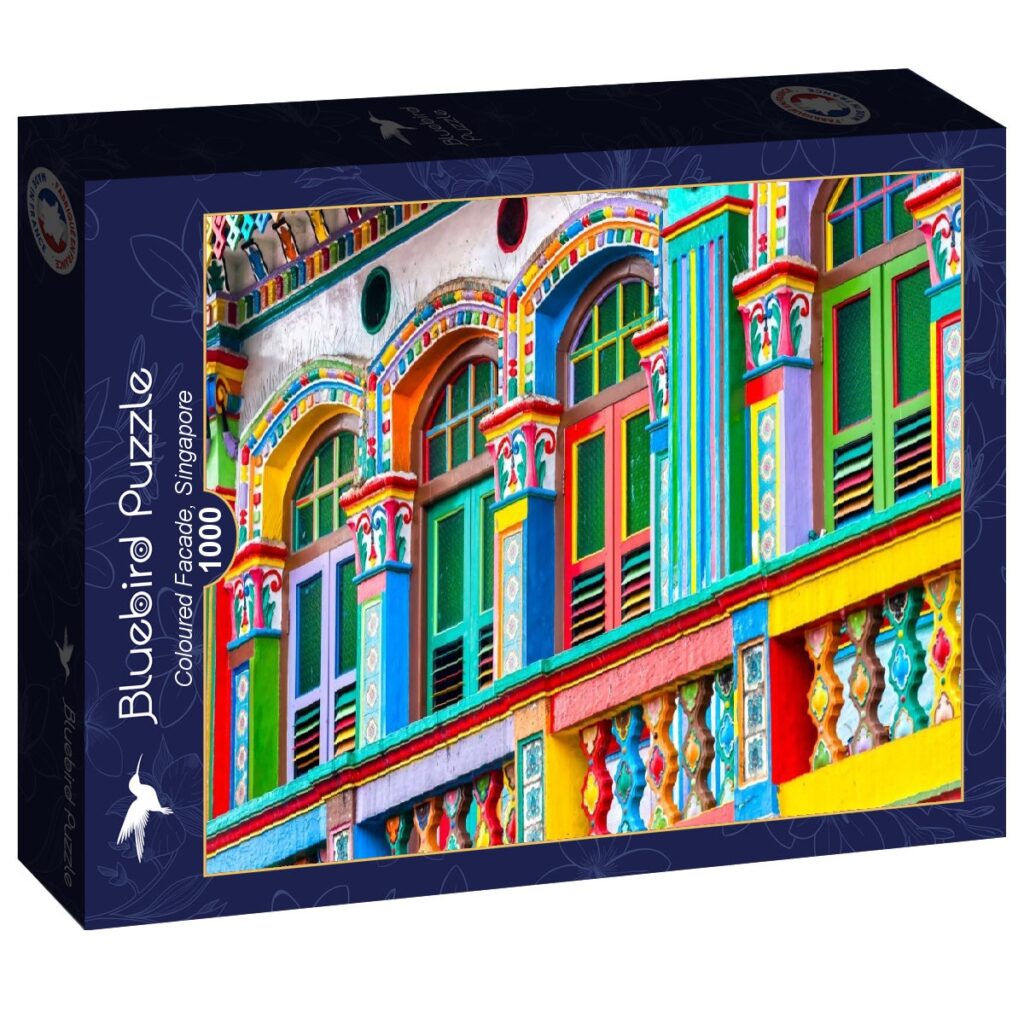 Bluebird Puslespil – Farvet facade, Singapore 1000 brikker