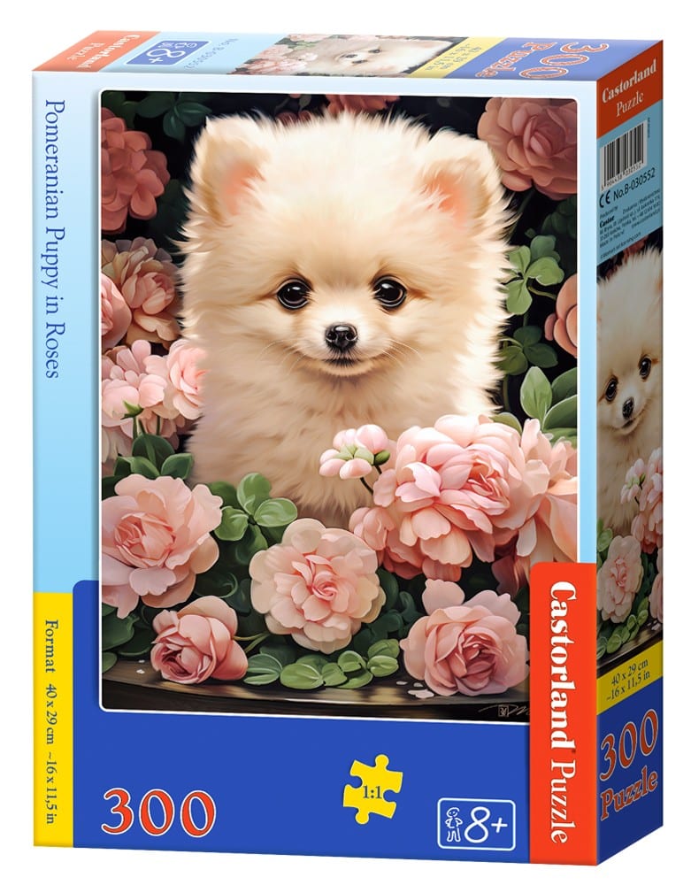 Castorland Puslespil – Pomeranian-hvalp & Roser 300 Brikker