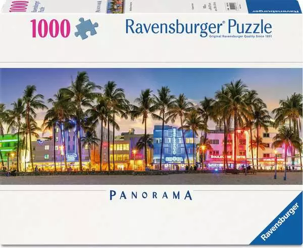 Ravensburger Panoramapuslespil – Natglød på Ocean Drive 1000 brikker