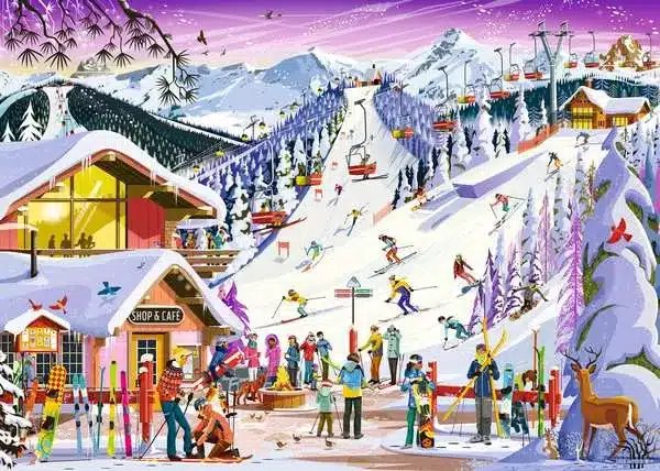 Ravensburger Puslespil – Vinterstemning ved skibakken 1000 brikker - Billede 2