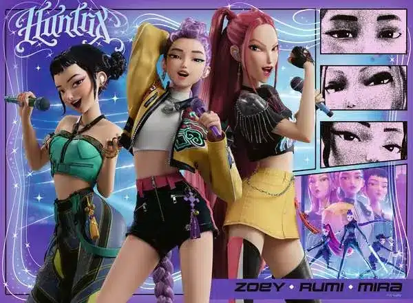Ravensburger Børnepuslespil – K-Pop Demon Hunters: Glade fans, Glad Honmoon! 100 brikker - Billede 2