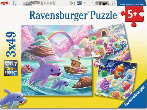 Ravensburger Børnepuslespil – Godiskysten 3×49 brikker