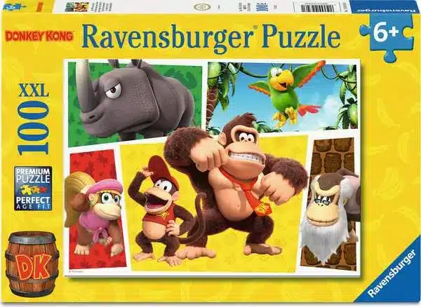 Ravensburger Børnepuslespil – Donkey Kong: Aberne er stukket af! 100 brikker XXL