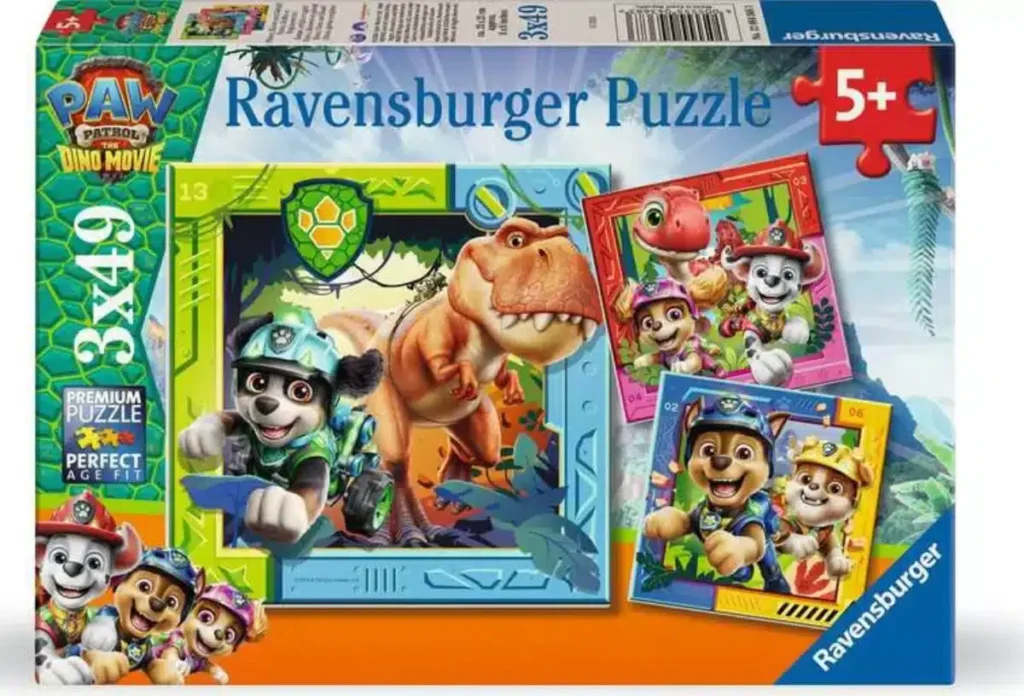 Ravensburger Børnepuslespil – Paw Patrol 3 Dino Movie 3×49 brikker