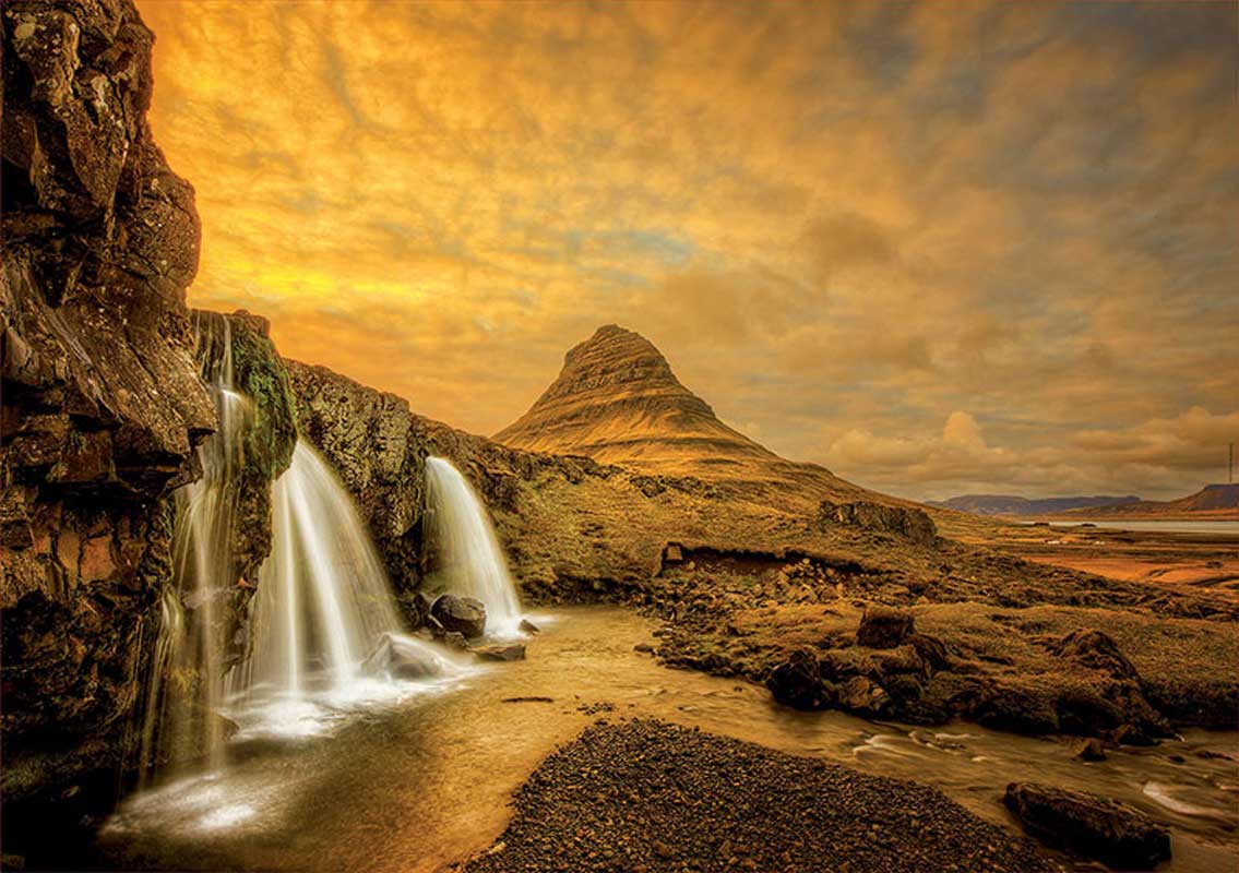 Educa Puslespil – Kirkjufellsfoss Vandfald, Island 1000 Brikker - Billede 2