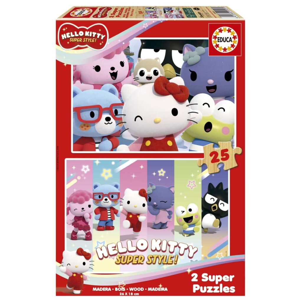 Educa Børnepuslespil – Hello Kitty Super Style i træ – 2×25 brikker