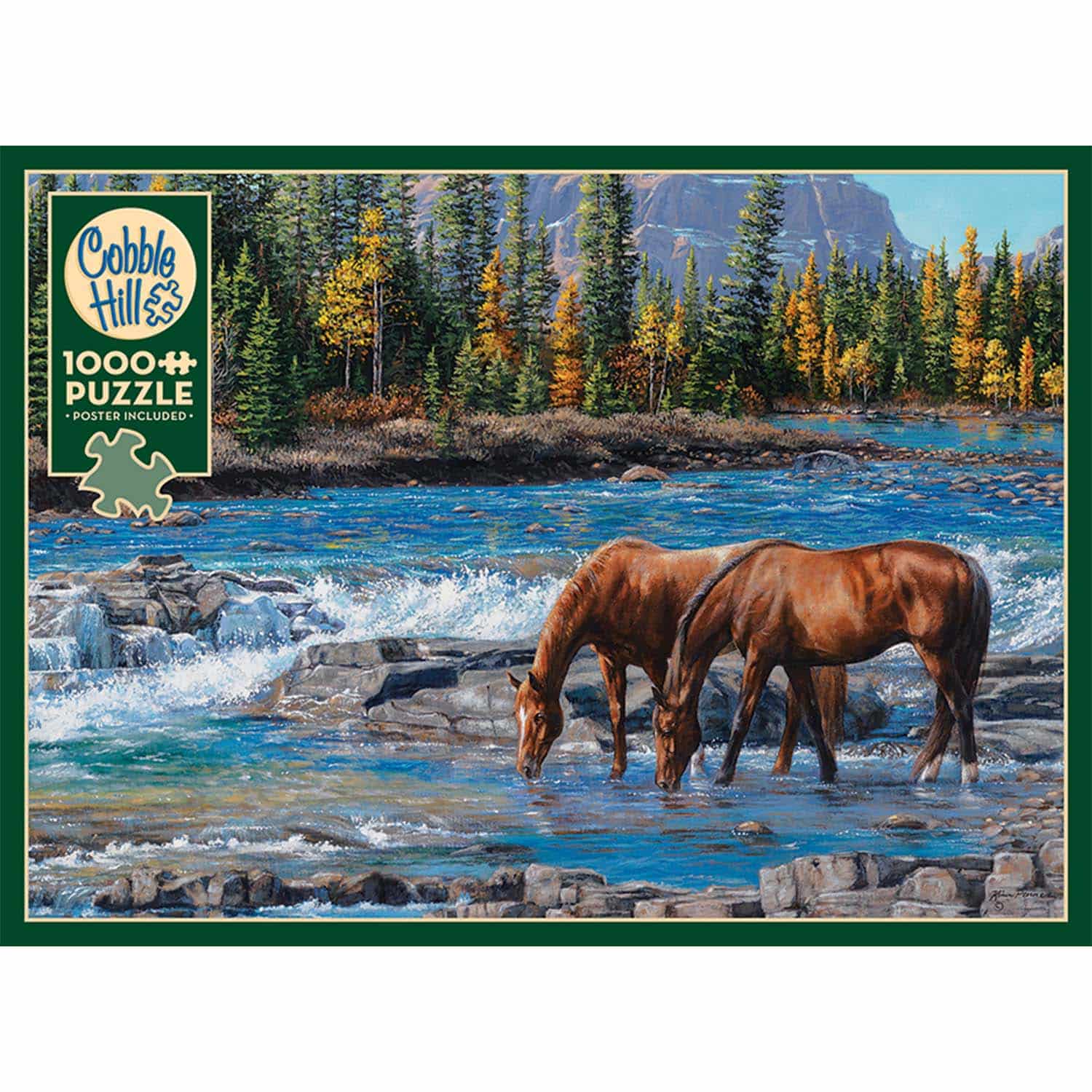 Cobble Hill Puslespil – Heste ved floden 1000 Brikker - Billede 4