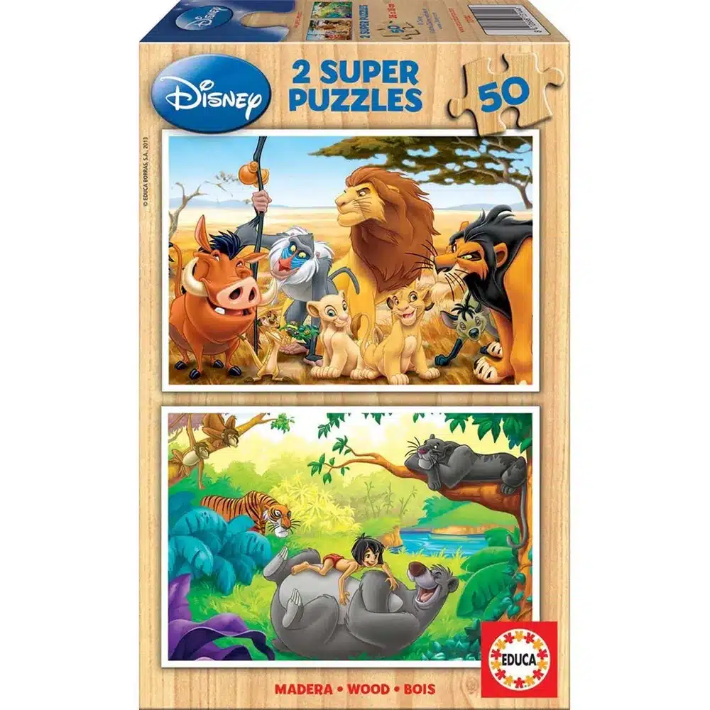 Educa Træpuslespil – Disney: Dyrevenner 2×50 brikker