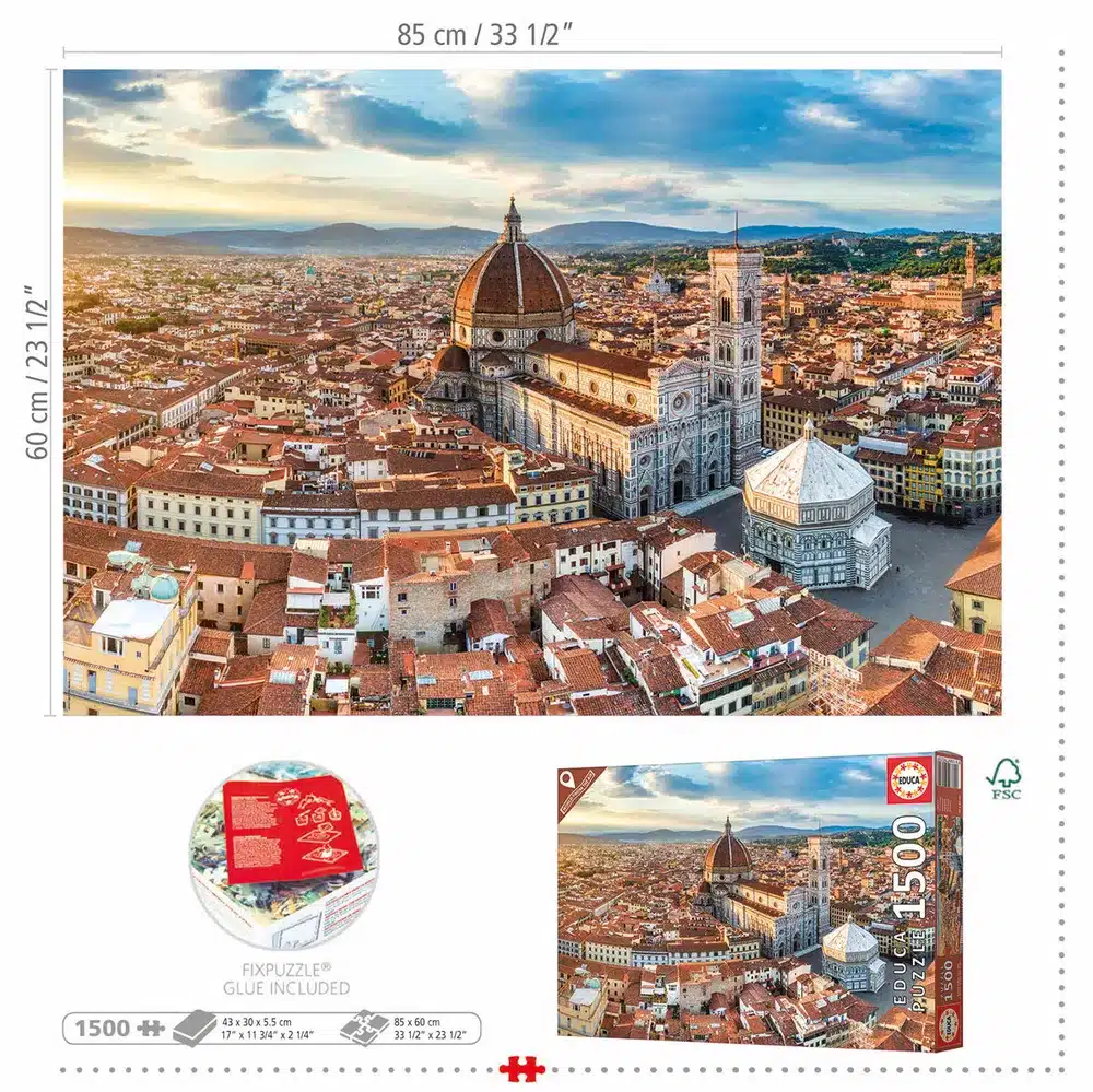 Educa Puslespil – Udsigt over Firenze, Italien 1500 brikker - Billede 3