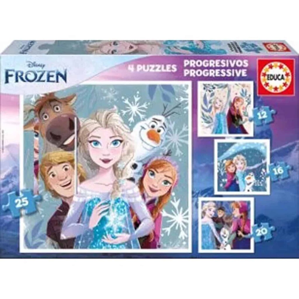 Educa 4i1 Børnepuslespil – Disney: Frost 12/16/20/25 brikker